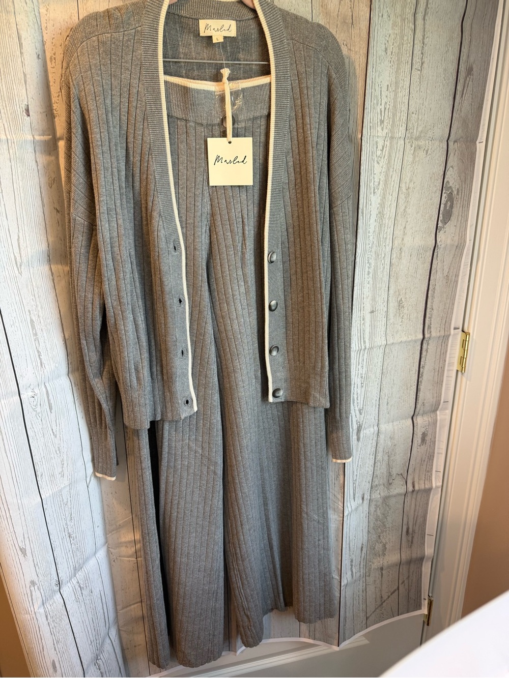 Gray Knit Cardigan and Pants by Marled Size Large NWT